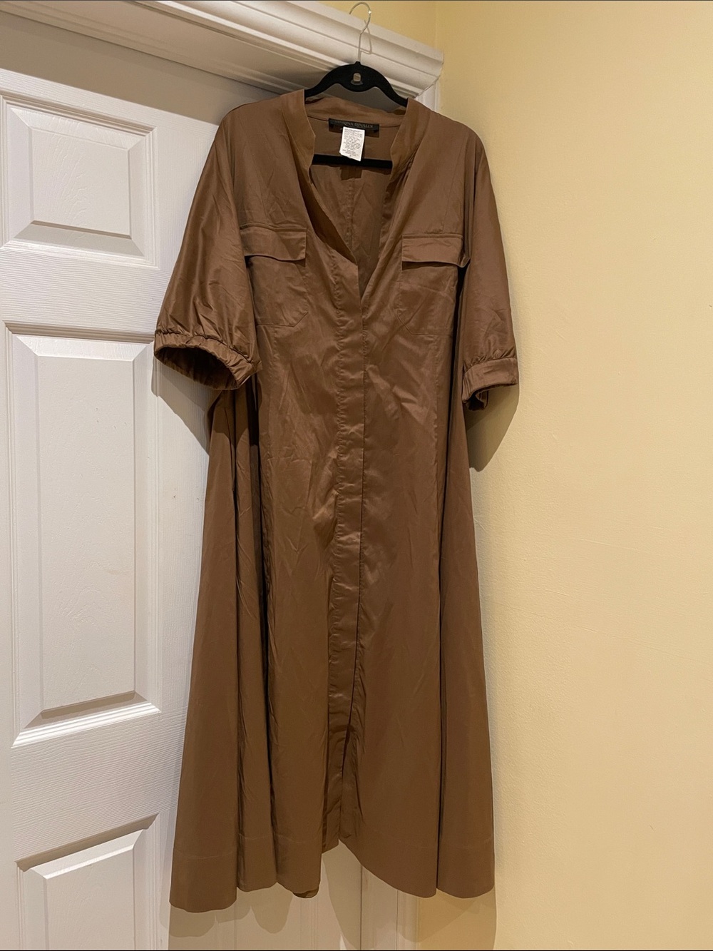 Marina Rinaldi Flattering Elevated Brown Maxi Shirt Dress Summer 18